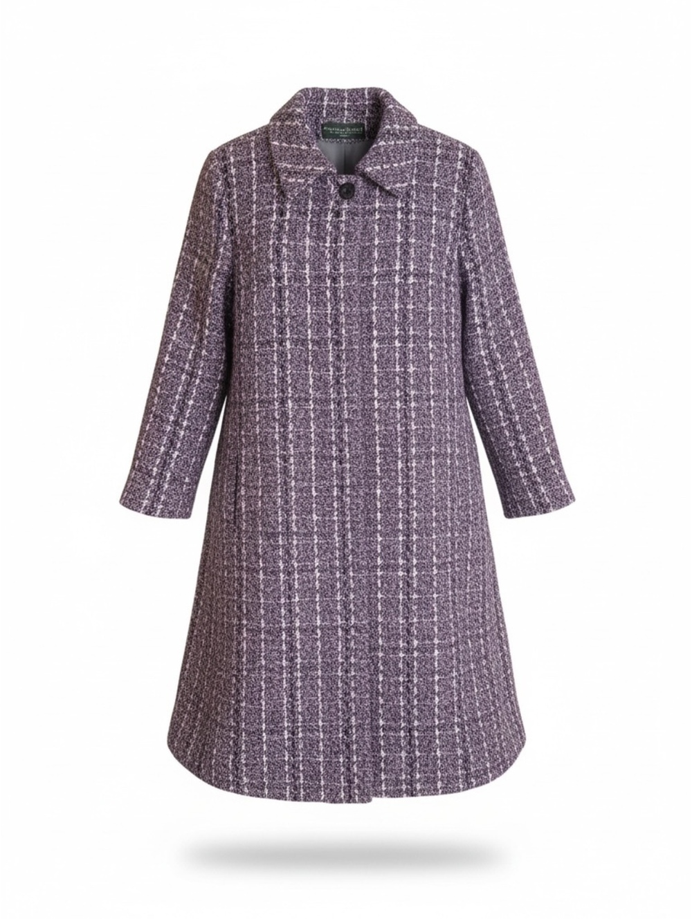 Harve Benard Woman Boucle Swing Coat Purple Vintage Style Windowpane Old Money